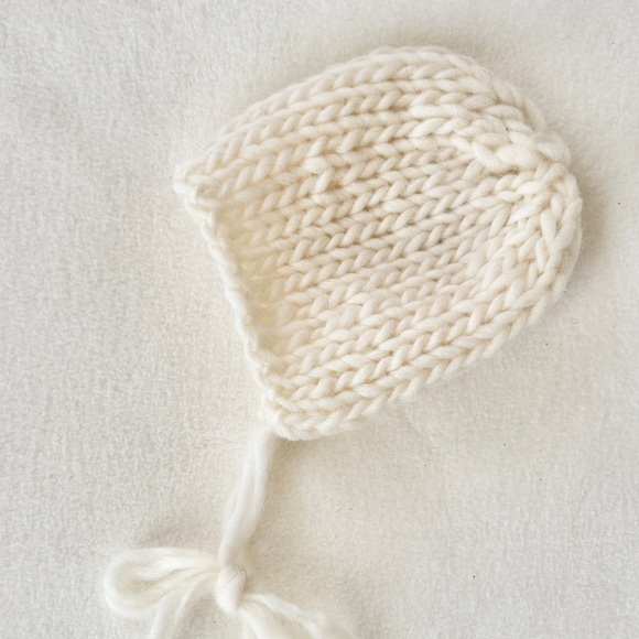 Other - Cozy Knit Baby Bonnet Cream handmade